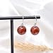 Joseph Brothers Handmade Red Jasper Round Stone Ball Dangle Earrings for Women, 12 MM