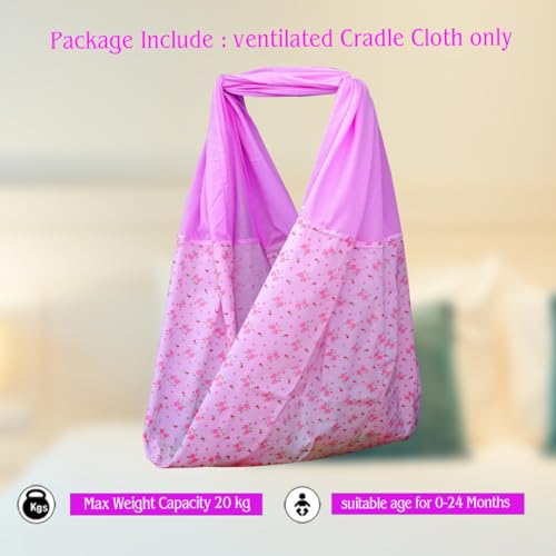 Image of Polycotton New Born Baby Ventilated Cradle /Jhula /Jhoola /Hanging Adjustable Swing /Cradle Cloth (Pink)