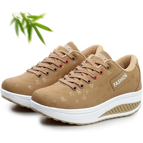 Women's Casual Fashion Breathable Platform Wedge Orthopaedic Sneakers,Leather Rocker Bottom Shoes for Women Slip on Wedge Platform Loafers