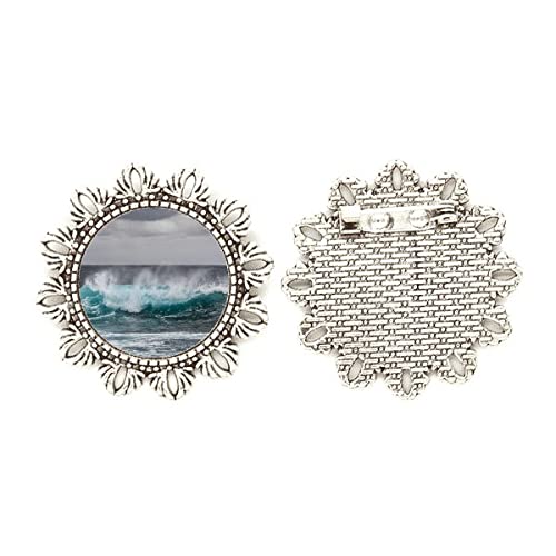 Broche de plata olas de mar naturaleza medium joya de plata mujer pasador para chal