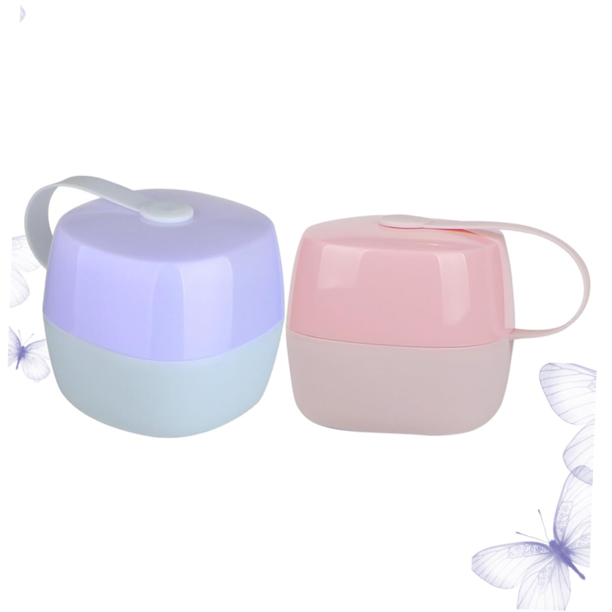 BESPORTBLE 3sets 2pcs Boxes Portable Boxes Food Grade Storage Case Wide Mouth Design for Pacifiers Essential for Moms Purple Pink 2pcs*3