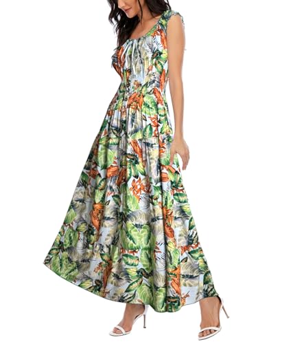 Image of OSTOO Women's 2026 Summer Boho Floral Print Tiered Casual Flowy Long Maxi Dress
