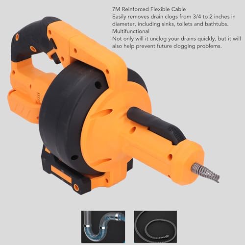 Focket Cordless Electric Drain Auger, Auto Feed Plumbing Snake Drain Tool, Power Hair Removal for Sewer Bathroom 3/4in-2in Pipe (Yellow) 4 Focket Cordless Electric Drain Auger, Auto Feed Plumbing Snake Drain Tool, Power Hair Removal for Sewer Bathroom 3/4in-2in Pipe (Yellow) - Image 4