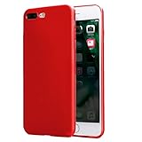 Compatible withiPhone 8 Plus Case 2017,iPhone 7 Plus Case 2016, Thin Slim Fit Soft TPU Rubber Bumper Shell Anti-Scratch Resistant Shockproof Protective Mobile Phone Cover for Girls Women Man Boys,Red