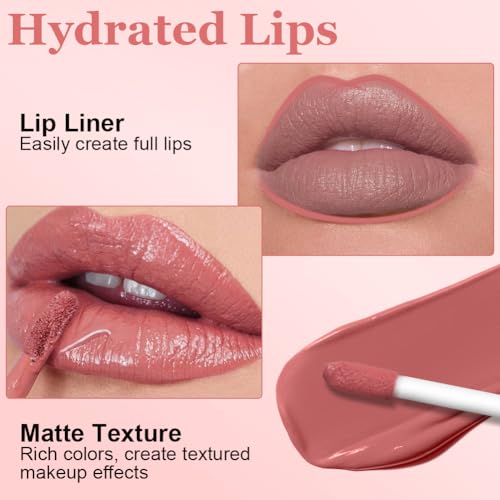 LOPHE Set de Brillo de Labios, 6 En 1 Lip Combo Labios, 3 Labiales Líquidos Mate y 3 Delineadores, Lápiz Labial de Larga Duración, Pintalabios Permanente Para Maquillaje de Mujer (Conjunto B-#7#8#9) - imagen 7