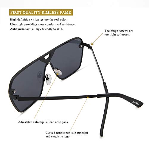 Rimless Mirrored Sunglasses Oversized Women Men Fashion Sun Glasses Flat Top Square Style3