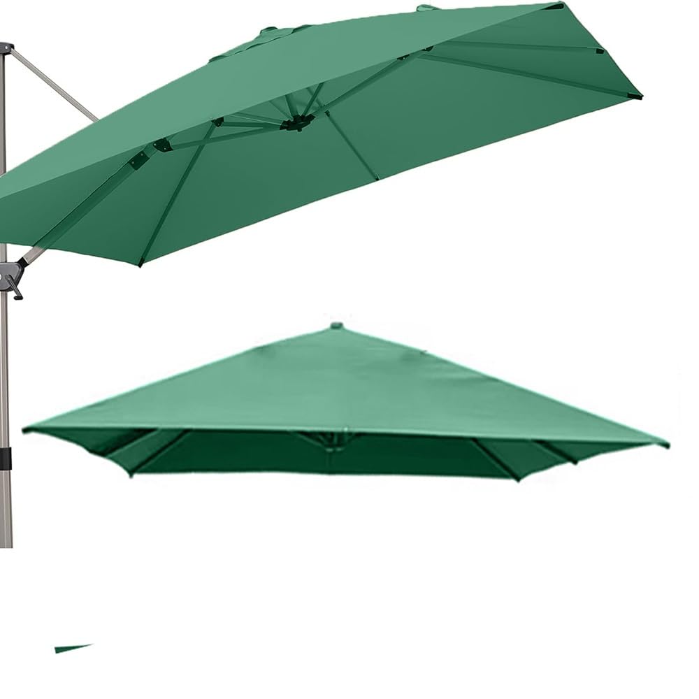 Toile de rechange pour parasol déporté 3 x 3 m, vert foncé, 8 baleines