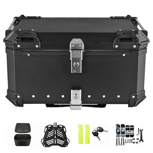 Top Case Motocicleta, Equipaje Impermeable para Motocicletas, Caja de Cola de Motocicletas con Cerradura de Seguridad, Cofres de Moto para Almacenamiento Cascos, Aluminio Top Case Mayoría Motoes y