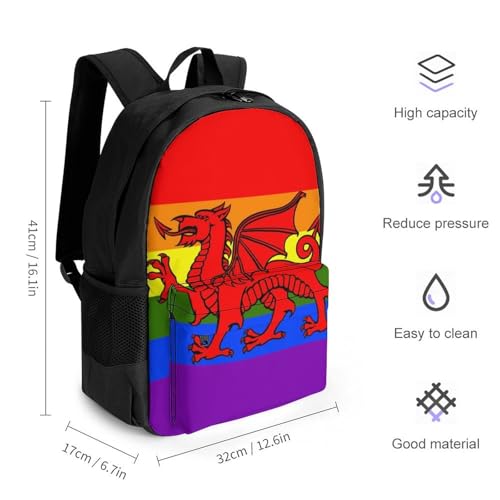 Wales Flag Rainbow Travel Backpack Casual Daypack Shoulder Bag with Adjustable Shoulder Straps for Men Women2