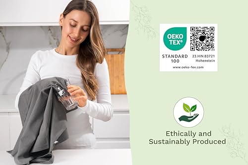 Image of Organic Cotton Gray Tea Towels - 10 Pack, 27 inchx27 inch, 100% Cotton Gray Flour Sack Towels for Kitchen and Baking Use - Durable, Absorbent and Customizable Dish Towels (10 Pack)