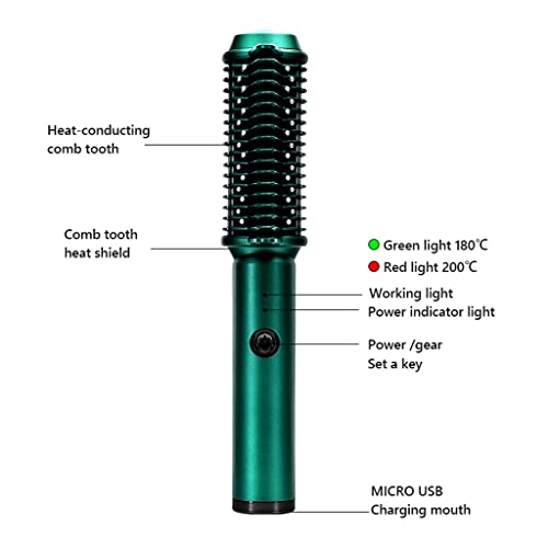 Cepillo alisador de cabello inalámbrico, con placas de cerámica, temperatura máxima de 210 °C, para cabello seco y húmedo (Color: Gris) miniatura 4