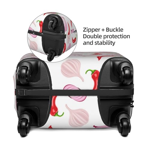 Onion Pattern Chili Luggage Cover Protector Anti-Scratch Washable Fits 18-32 Inch Luggage-X-Large4