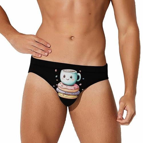 Coffee and Doughnuts Men's Swimsuit Bikini Briefs Swim Underwear Stretchy Swimwear