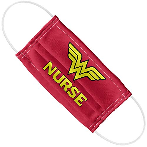 Popfunk Wonder Woman Wonder Nurse 1-Ply Reusable Face Mask Covering with Adjustable Nose Wire, Unisex