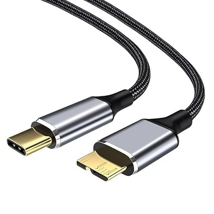 USB C to Micro B Cable Hard Drive Cable Braided USB 3.0 Type C Plug to Micro B Plug for MacBook Toshiba Canvio