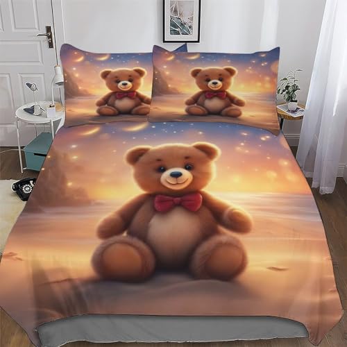 DCCCY Ours Housse De Couette De Couette en Douce Microfibre pour Enfants Et Adolescents Microfibre Parure De Lit Double (200x200cm)