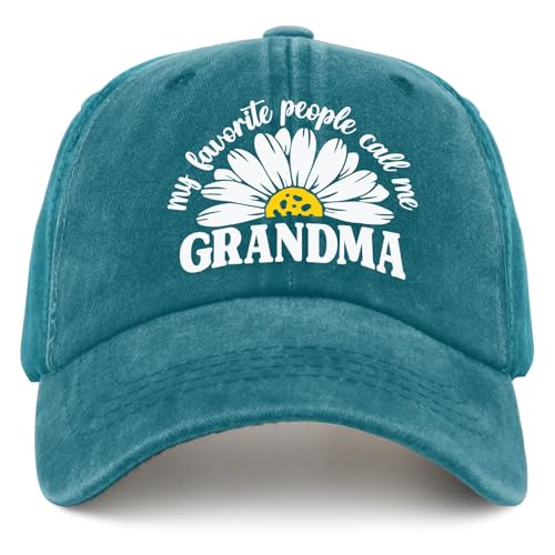 My Favorite People Call Me Grandma Hat Men Cap Cyan Blue Hats for Men Baseball Cap Gifts for Grandpa Cycling Hats