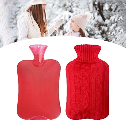 Hebezn Termo Cubierto, 2L De Gran Capacidad, Tapa De Bolsa De Agua Caliente De Caucho Natural, Termo - Bolsa De Agua Caliente para Aliviar El Dolor, Idea De Regalo Cover