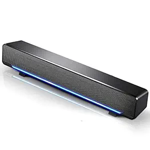 Soundbar, Multi-Function Stereo Surrounding Deep Bass Sound USB Wired Indoor Music Player Box 3.5mm Input for PC Cellphones(Black)