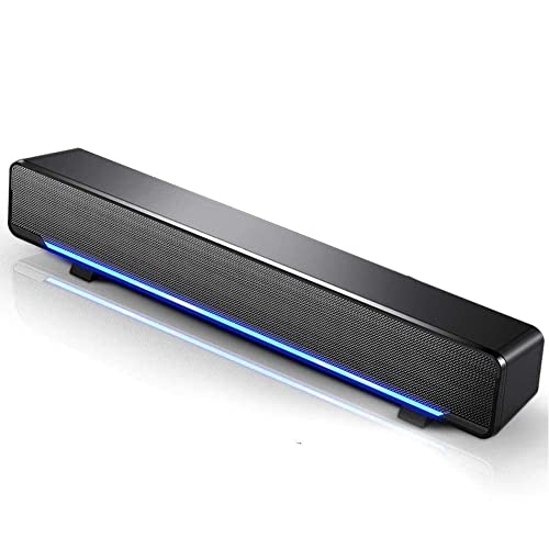 Barre de son stéréo PC et TV avec basses profondes et câble d'alimentation USB noir