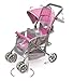 Badger Basket Double Doll Stroller - Pram for Baby Doll with Adjustable Seats & Storage Basket - Fits Doll Up to 20 Inches - Best for Toddler and Kid Pretend Play Ages 3 and Up - Pink/Grey
