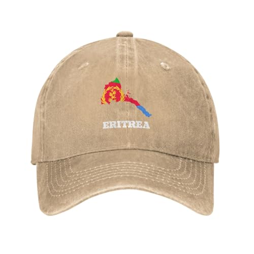 Casquette Hip Hop Drapeau De L'Érythrée Carte De L'Érythrée Casquette De Baseball Respirant Strapback Trucker Cap Réglable Chapeau De Golf pour Camping, Pêche, Adulte