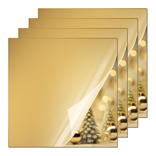 Image of KINLINK 12x12 Plexiglass Sheets 1 /8 inch Thick - 3mm Mirror Cast Acrylic Sheet, Plastic Board Polycarbonate Sheet for DIY Project, Craft, Wall Mirror, Acrylic Sign and Wedding Invitation 4 Pack