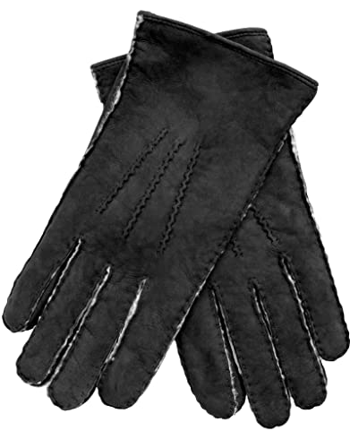 EEM Herren Lederhandschuhe, weiches Neuseeland Curly Lammfell, handgenäht, schwarz XL Cover