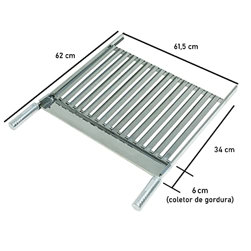 Grelha Churrasco Parrilla Argentina Inox Grande 61,5x34cm Issi Grill
