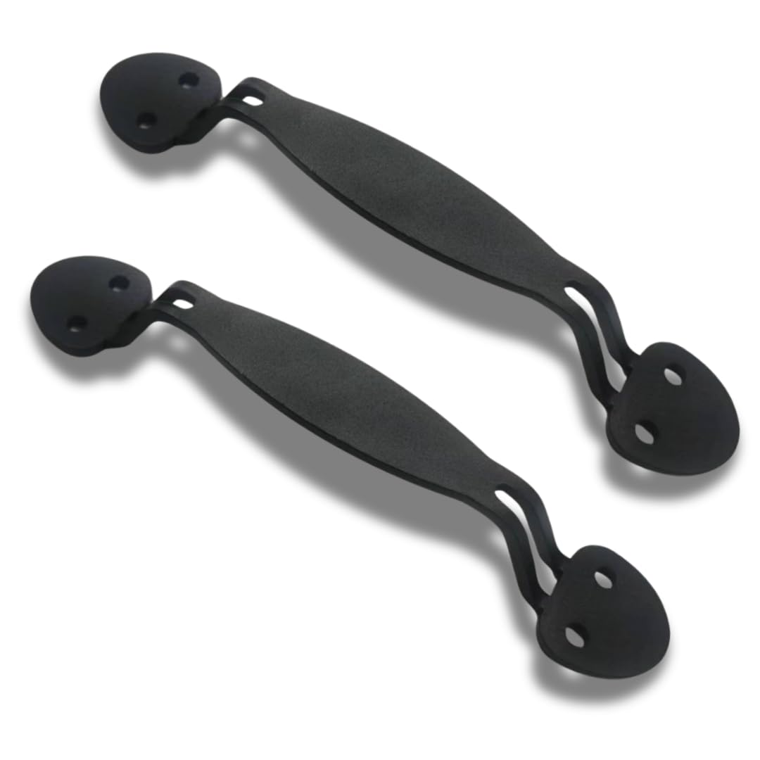 2 Pack 9" Oval Tapered Barn Door Handle, Black Outdoor Gate Pull