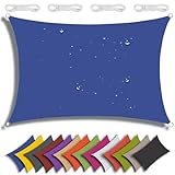 QIAQ Sonnensegel Wasserdicht Rechteckig Sonnenschutz Wasserabweisend Premium Polyester Mit UV Schutz Für Balkon Garten Terrasse (1.8x2m,Blau)