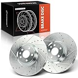 A-Premium 13.58 inch (345mm) Front Drilled and Slotted Disc Brake Rotors Compatible with Select Volvo Models - XC60, XC90, S60, XC40, S90, V60, V60 Cross Country, C40 Recharge, V90, 2-PC Set
