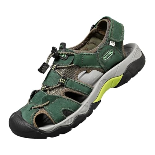 Mens Leather Sports Sandals For Men Closed Toe Hiking Outdoor Athletic Casual Walking Sandals Water Shoes