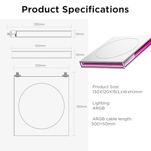 Image of PC Case ARGB Square Figurine Shelf, Figure Stand, Infinity Mirror Design Floating PC Shelf for Figure - 120mm Fan Accessories-White