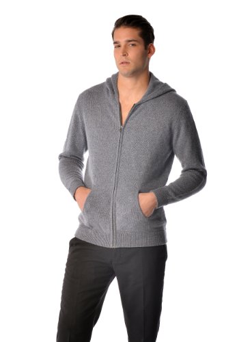 Cashmere Boutique 100% Pure Cashmere Hoodie Sweaters for Men – Full Zip, Long Sleeve, and Both Side Front Pockets