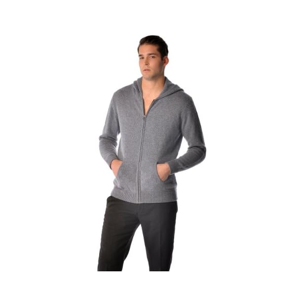 Cashmere Boutique 100% Pure Cashmere Hoodie Sweaters for Men – Full Zip, Long Sleeve, and Both Side Front Pockets