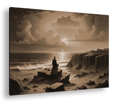 Tableau coucher de soleil sur toile et châssis en bois véritable