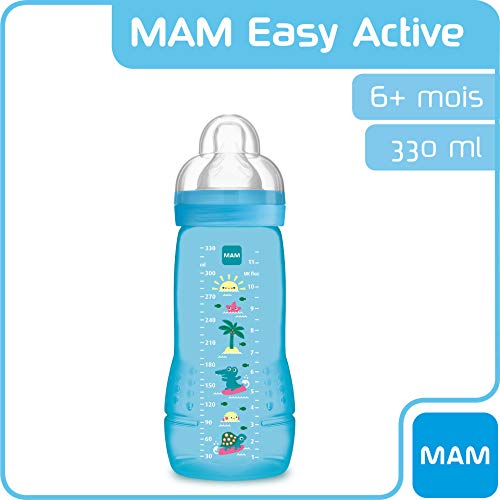 MAM Easy Active Babyflasche, 330 ml – 6+ Monate – X-Durchfluss-Sauger, ultraschnelle Geschwindigkeit, Blau – Bild 5