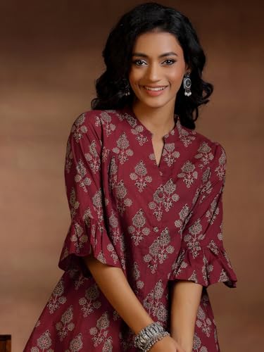 Image of Libas Printed Cotton A-Line Kurti for Women