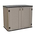 ADDOK 26 Cu.ft Outdoor Storage Shed Multi-Function, Lockable Horizontal Storage Unit Weather Resistance, Thick HDPE Resin Storage Cabinet for Backyards, Patio, Garden(Brown)