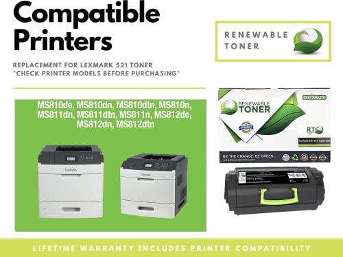 Rt Compatible Lexmark 521 Toner Replacement For Lexmark 52D1000 Ms810N Ms810Dn Ms810De Ms810Dtn Ms811N Ms811Dtn Ms812De Ms812Dn Ms812Dtn Printer Cartridge (Black, 2-Pack) #TOP1
