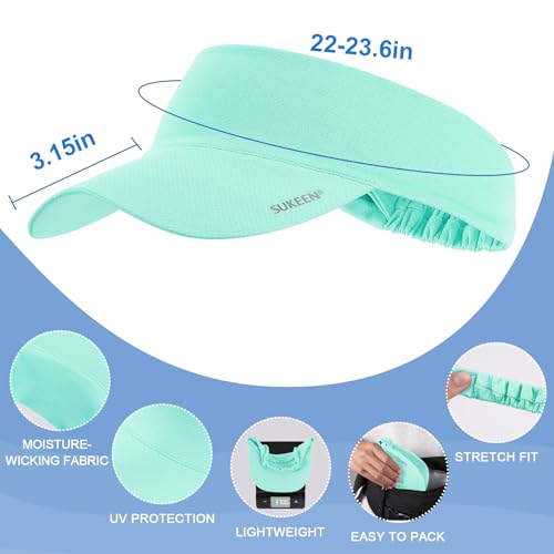 Image of Sukeen Cooling Stretchy Visor Free Size Cool Hat with UV Protection Brim Peak Vizor for Golf,Tennis,Cycling,Running