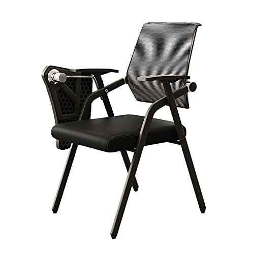 Folding Chair with Desk Attached Adults,Tablet Arm Chair Mesh Office Chair with Lumbar Support,Computer Desk Chair with Tablet Arm Writing Board Table Chair (Color : Black)