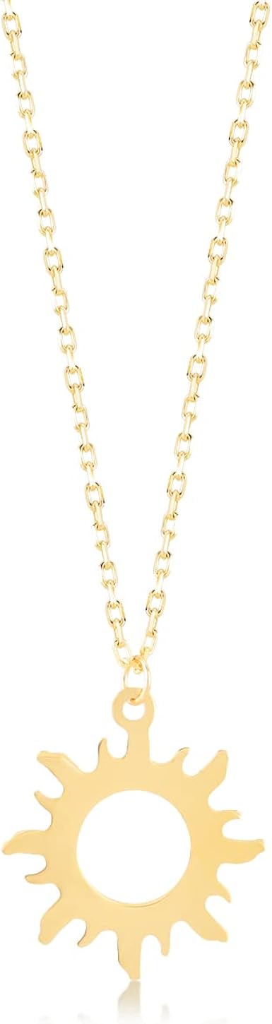 Amazon.com: 14k Solid Gold Sun Necklace 