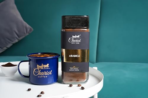 Image of Chariot New York Arabica Rich Aroma Spray Dried Instant Coffee 200g (100% Pure Arabica, No Chicory) with 400ml Premium Stainless Steel Coffee Mug | Strong, Smooth, Authentic Taste