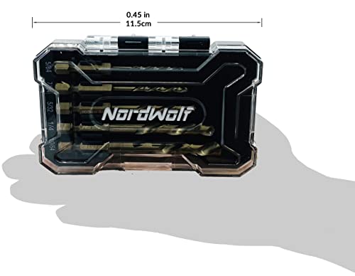 Nordwolf 5-Piece Cobalt Alloy Steel Left Hand Drill Bit Set, Reverse Twist With 1/4" Hex Shank For Screw Extractors, Sae Sizes 5/64"-7/64"-5/32"-1/4"-19/64" In Storage Box #TOP6