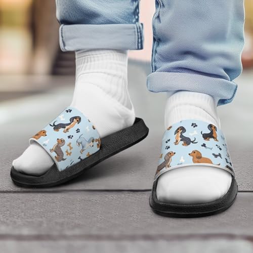 Cugasmaru Unisex-Slides für Mädchen und Jungen, bequeme Hausschuhe, rutschfest, Duschschuhe, modisch, dick, für drinnen und draußen, Geschenke, Dackel, 5 Big Kid