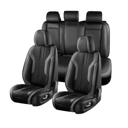 Image of Coverado Car Seat Covers Full Set, Seat Covers for Cars, Front Seat Covers and Back Seat Cover Waterproof Leather Automotive Seat Cover, Universal Car Interior Protectors Cushion for Most Cars