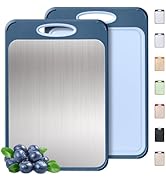 2 in 1 Stainless Steel Cutting Board with Handle Chopping Double Sided Non Slip Feet and Over Sin...