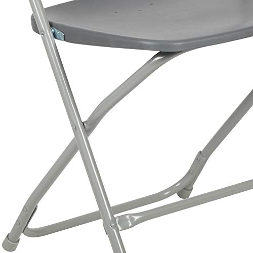 Image of Flash Furniture Hercules Series Plastic Folding Chair - Grey - 650LB Weight Capacity Comfortable Event Chair - Lightweight Folding Chair